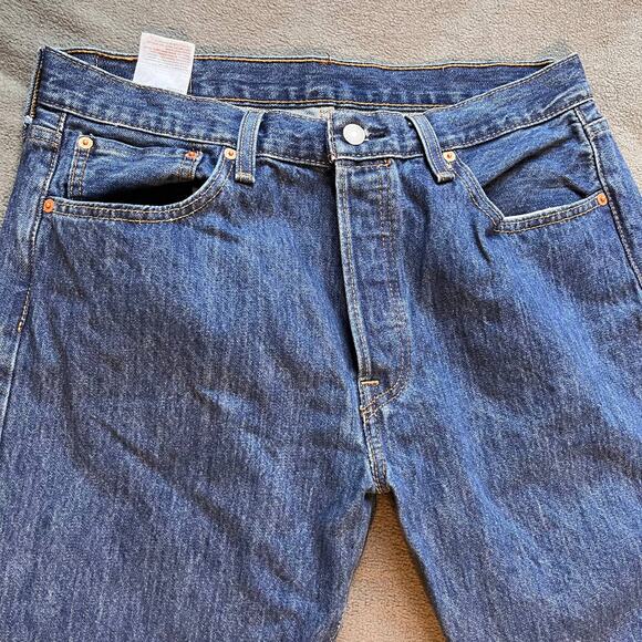 Levis 501 Jeans Mens 34x34 Blue Straight Leg Button Fly Retro Red Tag Workwear - Picture 3 of 10